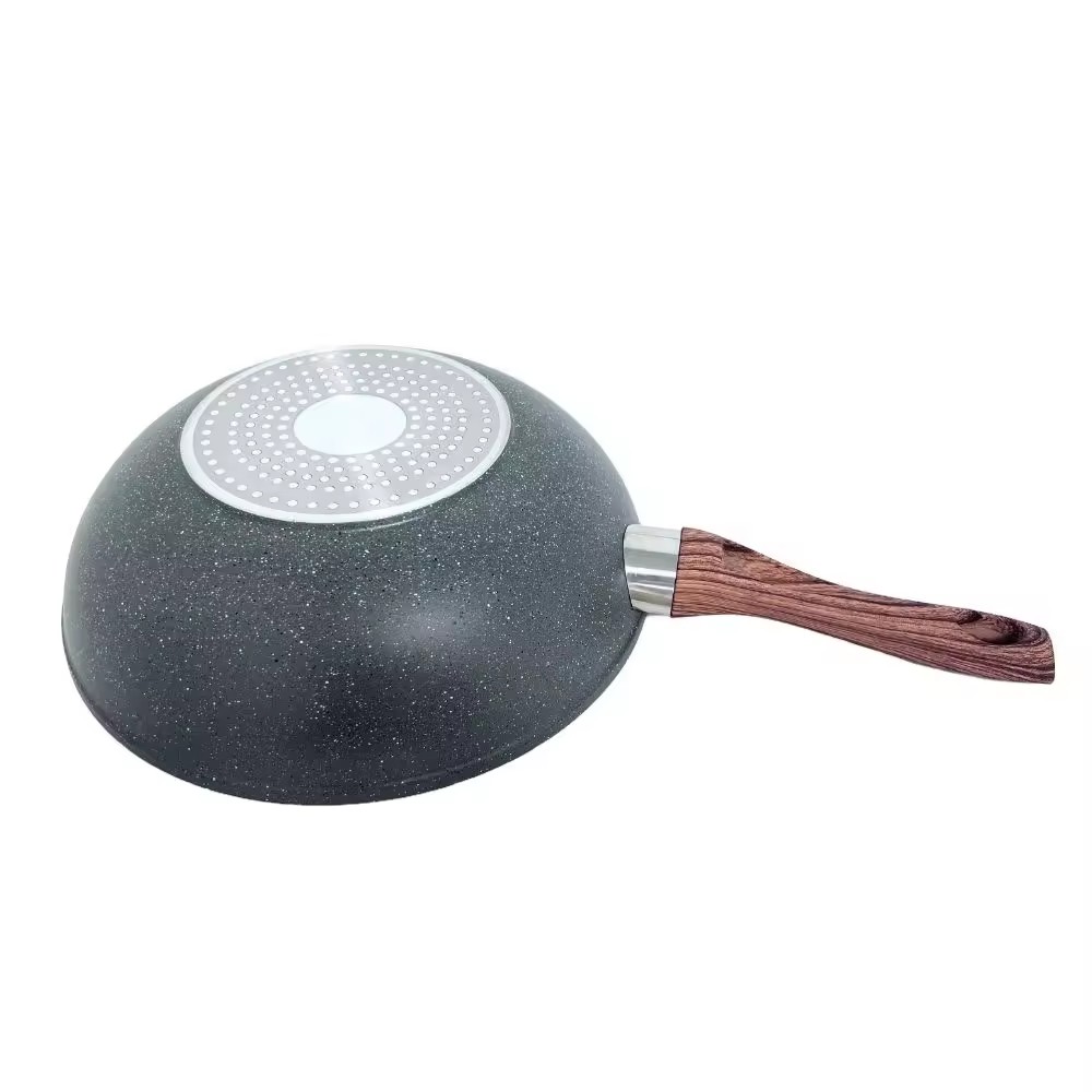 목제 손잡이 취사도구 세트를 가진 비 의학 돌 부엌 지팡이 코팅 알루미늄 프라이팬