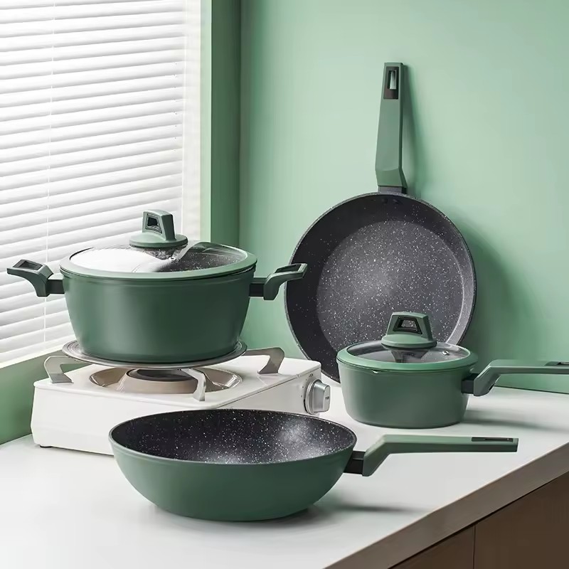 맞춤형 조리기구 세트 알루미늄 세라믹 요리 스톡 냄비 프라이팬 소스 팬 세트