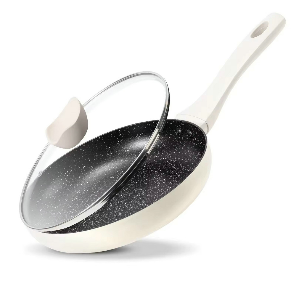 유리 뚜껑이 있는 요리용 경량 화강암 돌 붙지 않는 프라이팬 프라이팬